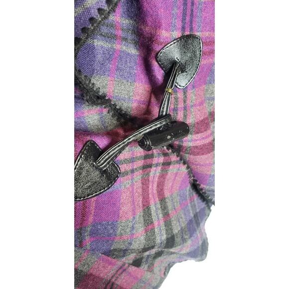 Conrad C Plaid Wool Blend Blazer 6 Ruffle Front Fall Pink Purple Gray Career - Picture 6 of 13